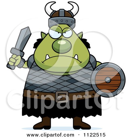 Cartoon Of A Chubby Angry Ogre Man - Royalty Free Vector Clipart by Cory Thoman