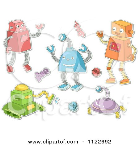 Cartoon Of Robots And Mechanical Items - Royalty Free Vector Clipart by BNP Design Studio