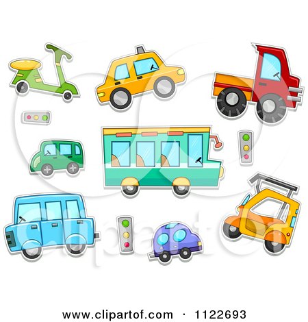 Cartoon Of Cars Buses And Vehicles - Royalty Free Vector Clipart by BNP Design Studio