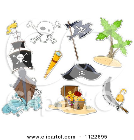 Cartoon Of Pirate Items - Royalty Free Vector Clipart by BNP Design Studio