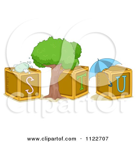 Cartoon Of Alphabet Letter Abc Blocks S T And U - Royalty Free Vector Clipart by BNP Design Studio
