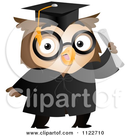 Cartoon Of A Graduate Owl Holding A Diploma - Royalty Free Vector Clipart by BNP Design Studio