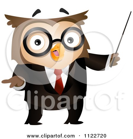 Cartoon Of A Business Owl Using A Pointer - Royalty Free Vector Clipart by BNP Design Studio