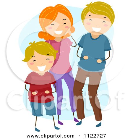 Cartoon Of A Happy Boy Laughing With His Parents - Royalty Free Vector Clipart by BNP Design Studio