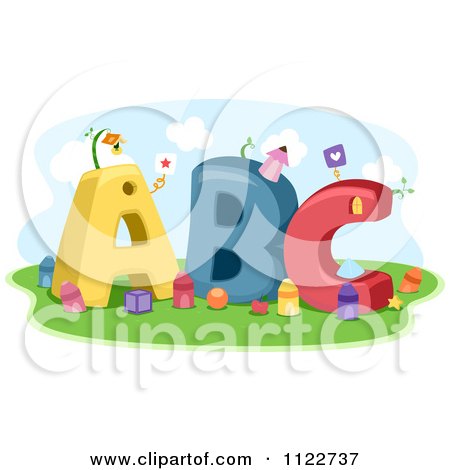 Cartoon Of Letters A B And C With Crayons - Royalty Free Vector Clipart by BNP Design Studio