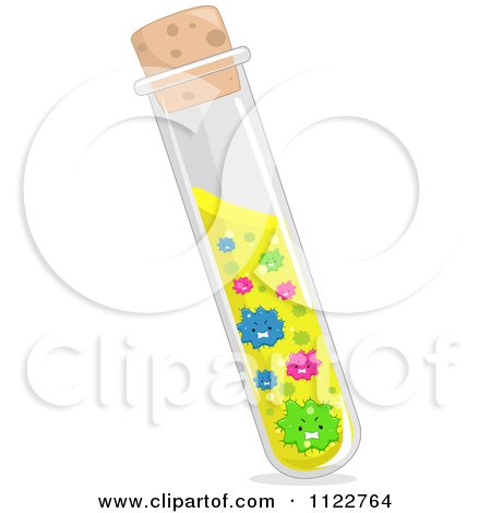 Cartoon Of Viruses In A Test Tube - Royalty Free Vector Clipart by BNP Design Studio