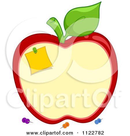 Cartoon Of A School Apple Shaped Cork Board With Pins - Royalty Free Vector Clipart by BNP Design Studio