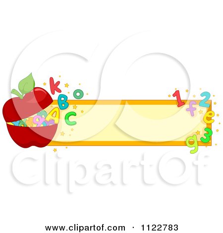 Cartoon Of A School Banner With An Apple Letters And Numbers - Royalty Free Vector Clipart by BNP Design Studio