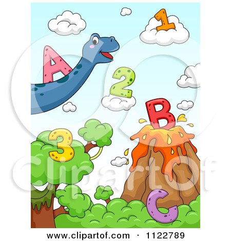 Cartoon Of Dinosaurs With Letters And Numbers 1 - Royalty Free Vector Clipart by BNP Design Studio