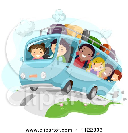 Cartoon Of Happy Children On A Road Trip - Royalty Free Vector Clipart by BNP Design Studio