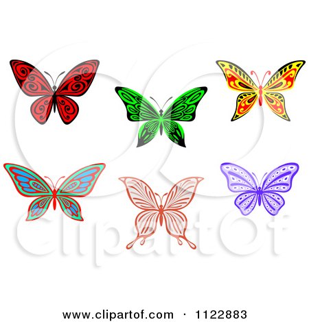 Clipart Of Colorful Butterflies - Royalty Free Vector Illustration by Vector Tradition SM