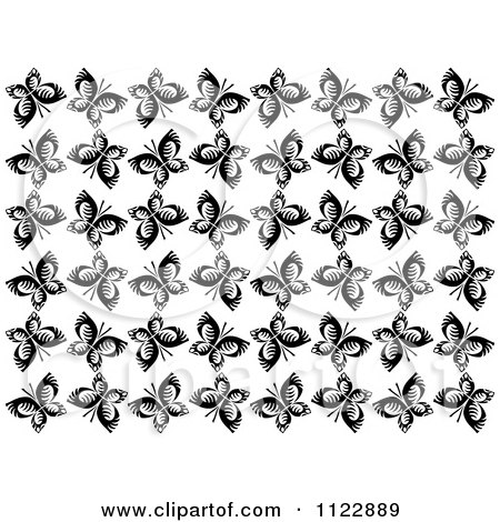 Clipart Of A Black And White Butterfly Seamless Background Pattern 4 - Royalty Free Vector Illustration by Vector Tradition SM