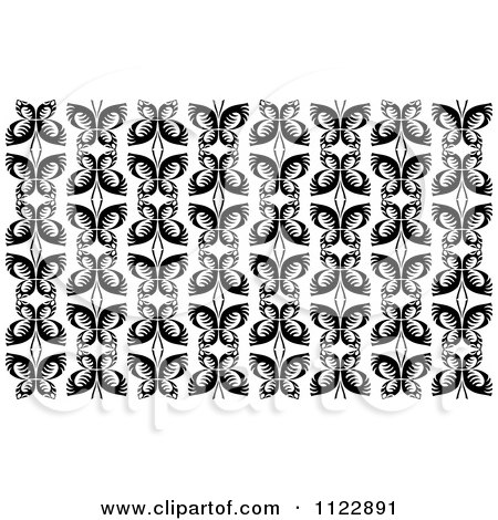 Clipart Of A Black And White Butterfly Seamless Background Pattern 3 - Royalty Free Vector Illustration by Vector Tradition SM