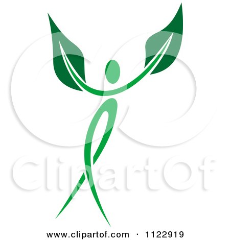 Clipart Of A Green Leaf Person 7 - Royalty Free Vector Illustration by Vector Tradition SM