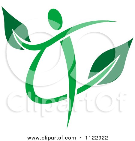 Clipart Of A Green Leaf Person 4 - Royalty Free Vector Illustration by Vector Tradition SM