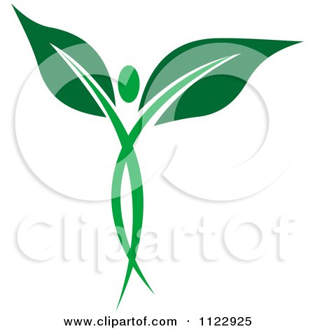 Clipart Of A Green Leaf Person 2 - Royalty Free Vector Illustration by Vector Tradition SM