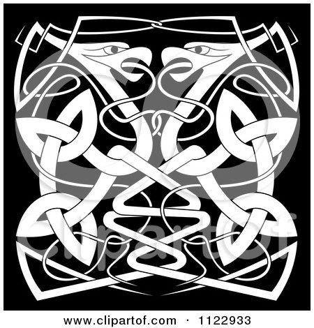 Clipart Of A Black And White Celtic Bird Knot 2 - Royalty Free Vector Illustration by Vector Tradition SM