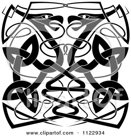 Clipart Of A Black And White Celtic Bird Knot 1 - Royalty Free Vector Illustration by Vector Tradition SM