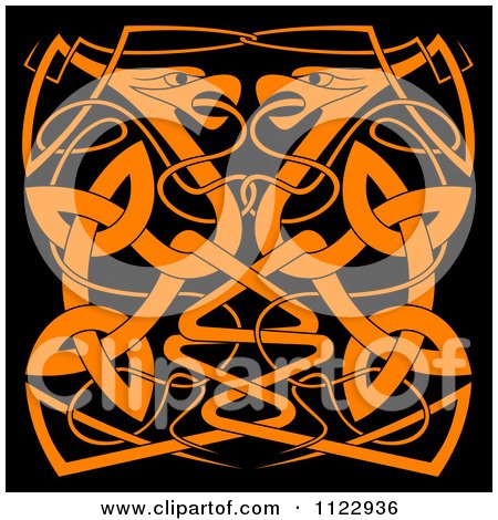 Clipart Of An Orange Celtic Bird Knot - Royalty Free Vector Illustration by Vector Tradition SM