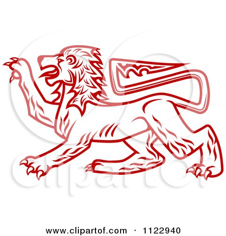 Clipart Of A Red Heraldic Lion 2 - Royalty Free Vector Illustration by Vector Tradition SM