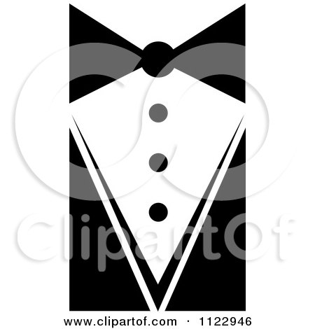 Clipart Of A Black And White Waiter Tie And Suit - Royalty Free Vector Illustration by Vector Tradition SM