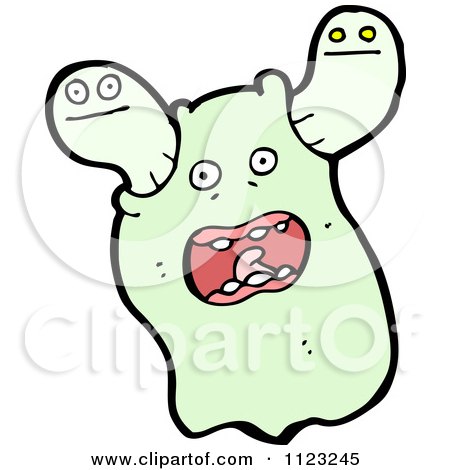 Fantasy Cartoon Of A Green Ghost - Royalty Free Vector Clipart by lineartestpilot