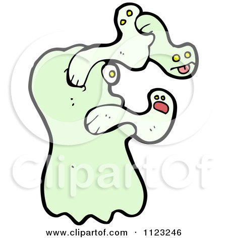 Fantasy Cartoon Of A Green Ghost - Royalty Free Vector Clipart by lineartestpilot