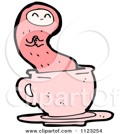 Fantasy Cartoon Of A Pink Ghost - Royalty Free Vector Clipart by lineartestpilot