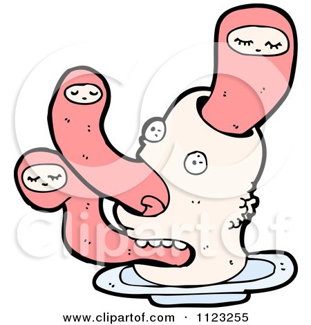 Fantasy Cartoon Of Pink Ghosts in a Head| Royalty Free Vector Clipart by lineartestpilot