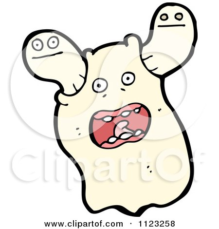 Fantasy Cartoon Of A Ghost - Royalty Free Vector Clipart by lineartestpilot