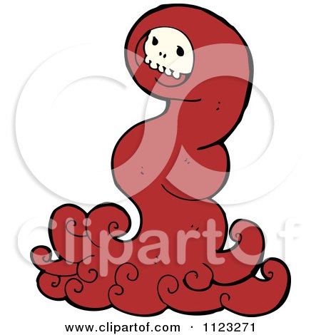 Fantasy Cartoon Of A Red Ghost - Royalty Free Vector Clipart by lineartestpilot