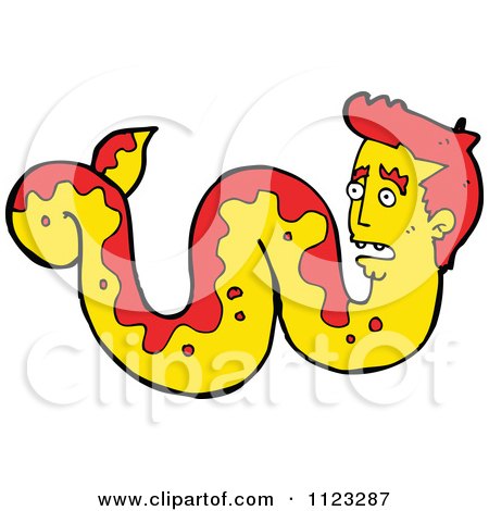 Fantasy Cartoon Of A Snake Man Monster - Royalty Free Vector Clipart by lineartestpilot