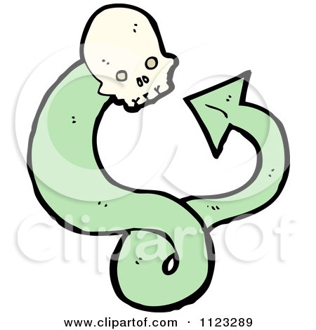 Fantasy Cartoon Of A Green Skull Snake Alien Or Monster - Royalty Free Vector Clipart by lineartestpilot