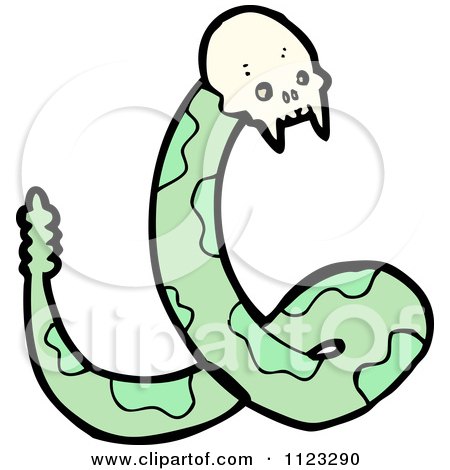 Fantasy Cartoon Of A Green Skull Snake Alien Or Monster - Royalty Free Vector Clipart by lineartestpilot