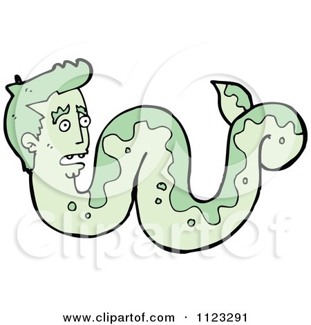 Fantasy Cartoon Of A Green Snake Man Monster - Royalty Free Vector Clipart by lineartestpilot