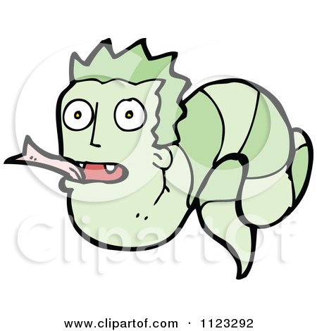 Fantasy Cartoon Of A Green Snake Man Monster - Royalty Free Vector Clipart by lineartestpilot