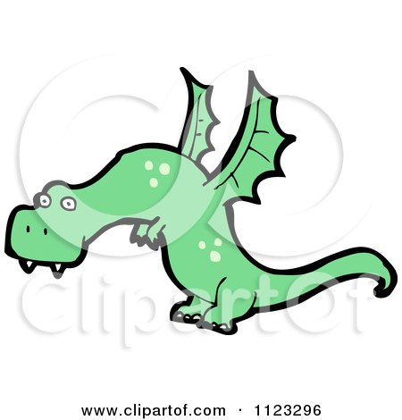 Fantasy Cartoon Of A Green Dragon 6 - Royalty Free Vector Clipart by lineartestpilot