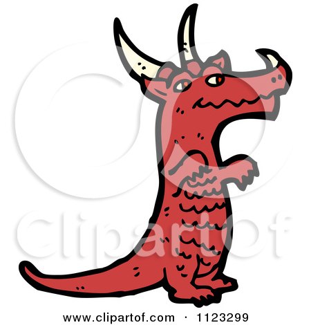 Fantasy Cartoon Of A Red Dragon 2 - Royalty Free Vector Clipart by lineartestpilot