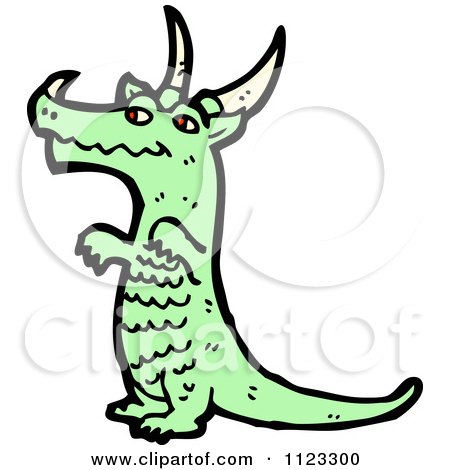 Fantasy Cartoon Of A Green Dragon 2 - Royalty Free Vector Clipart by lineartestpilot