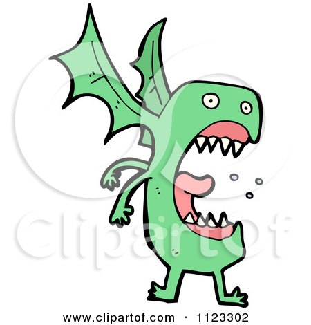Fantasy Cartoon Of A Green Devil Alien Or Monster - Royalty Free Vector Clipart by lineartestpilot