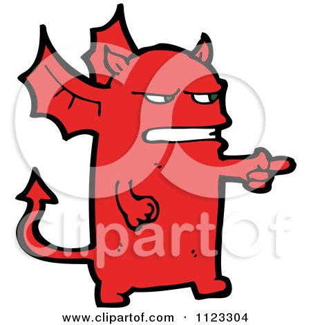 Fantasy Cartoon Of A Red Devil Dragon Monster 2 - Royalty Free Vector Clipart by lineartestpilot