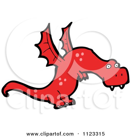 Fantasy Cartoon Of A Red Dragon Monster Or Alien - Royalty Free Vector Clipart by lineartestpilot