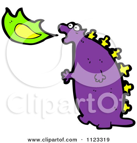Fantasy Cartoon Of A Purple Dragon - Royalty Free Vector Clipart by lineartestpilot