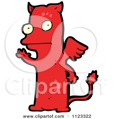 Fantasy Cartoon Of A Red Devil Monster Or Alien - Royalty Free Vector Clipart by lineartestpilot