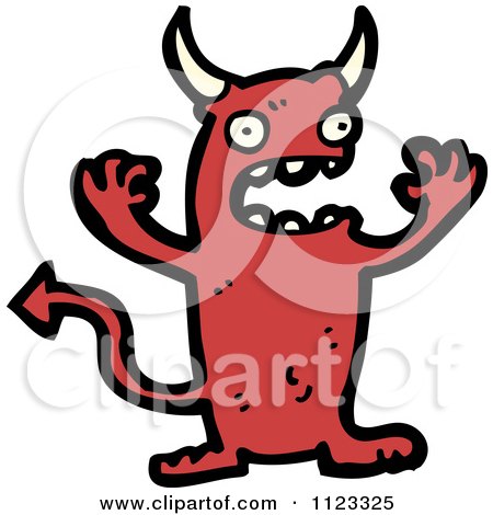 Fantasy Cartoon Of A Red Devil Monster 1 - Royalty Free Vector Clipart by lineartestpilot