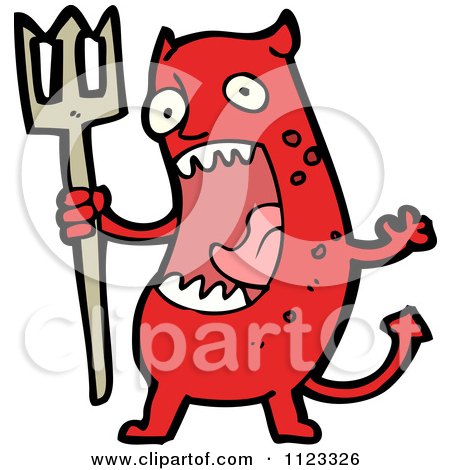 Fantasy Cartoon Of A Red Devil Monster 8 - Royalty Free Vector Clipart by lineartestpilot