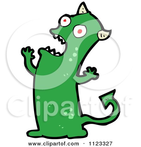 Fantasy Cartoon Of A Green Devil Monster 7 - Royalty Free Vector Clipart by lineartestpilot