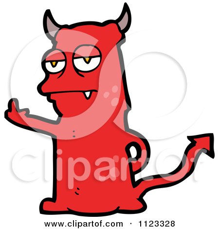 Fantasy Cartoon Of A Red Devil Monster 9 - Royalty Free Vector Clipart by lineartestpilot