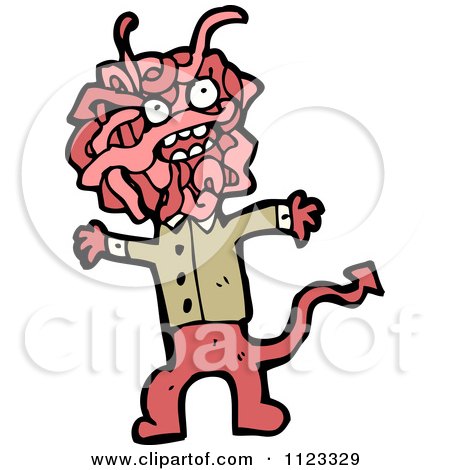 Fantasy Cartoon Of A Red Devil Monster 10 - Royalty Free Vector Clipart by lineartestpilot