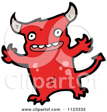 Fantasy Cartoon Of A Red Devil Monster 12 - Royalty Free Vector Clipart by lineartestpilot